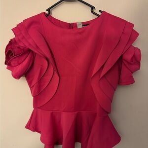 Chic Fuchsia Layered Sleeve Blouse